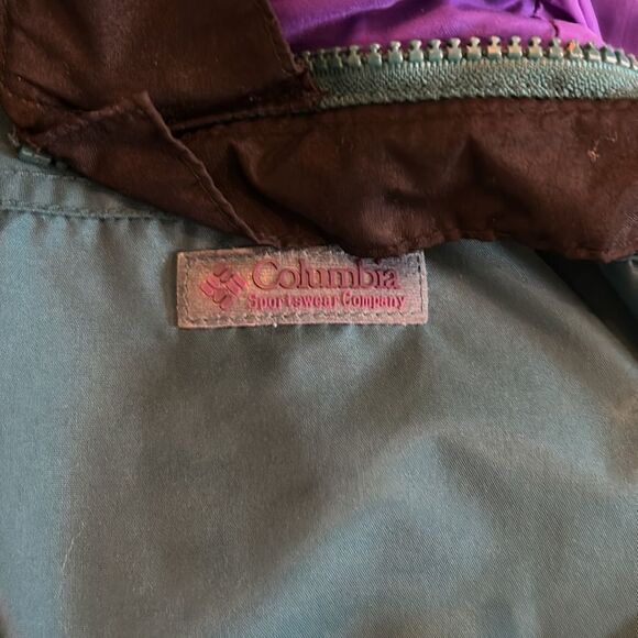 VINTAGE COLUMBIA ANORAK STYLE JACKET TEAL WITH BLACK AND PURPLE SIZE SMALL - Picture 2 of 4